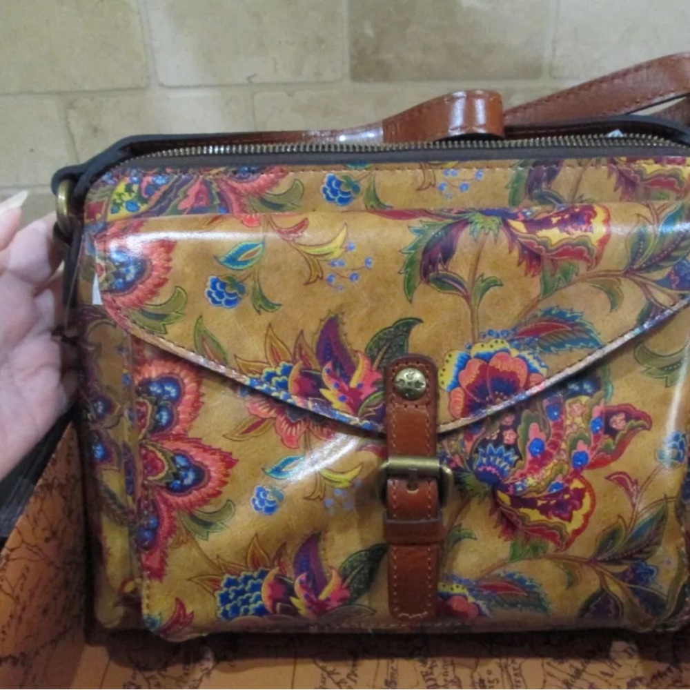 Colorful Floral Leather Crossbody Bag